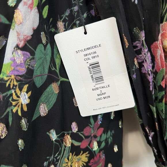 Amur Yael A line Dress In Black Floating Floral Size 2 - Picture 11 of 16